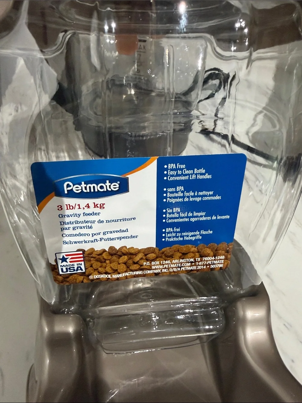 NWT Petmate Gravity Pet Feeder in Metallic Taupe